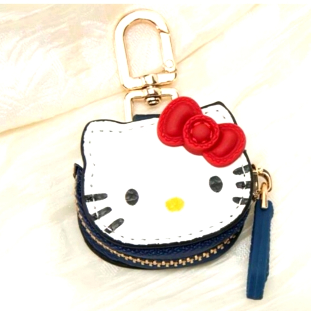 Sanrio Hello Kitty White and Red coin purse Bag Charm or key fob “ Wide eyes”